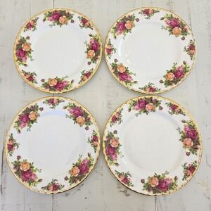 Set Of Four Royal Albert Old Country Roses Salad Plates 8" Made In England
